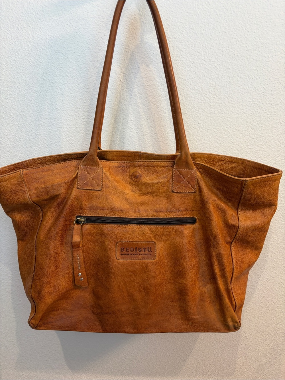 Bed Stu Cognac Leather Tote - Rustic Brown Shoulder Bag